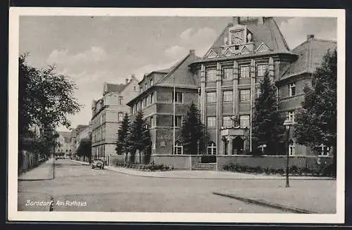AK Borsdorf / Sa., Strassenkreuzung mit Rathaus