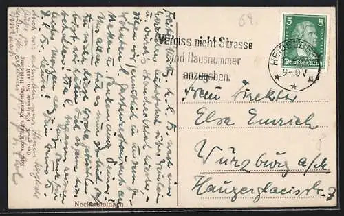 AK Neckarsteinach, Ortsansicht mit Booten vom Wasser aus
