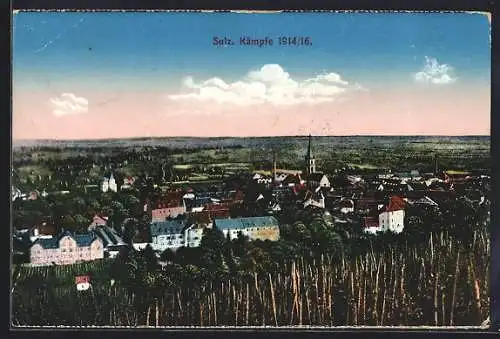 AK Sulz, Kämpfe 1914 /16, Ortsansicht aus der Vogelschau