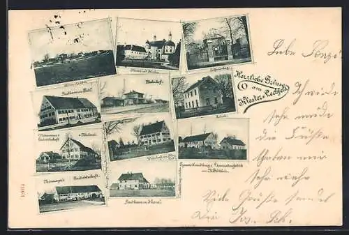 AK Kloster Lechfeld, Kloster mit Kirche, Bahnhof, Calvarienberg