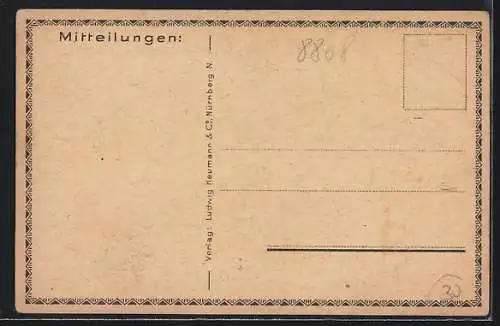 Künstler-AK Elbersroth, Mädchen pflückt Blumen auf der Wiese unter einem Apfelbaum, Panorama, Ortspartie