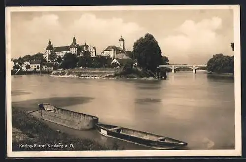 AK Neuburg a. D., Ortspartie mit Brücke