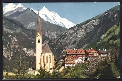 AK Heiligenblut, Panorama mit Grossglockner