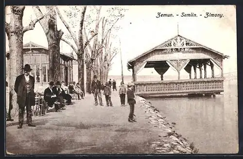 AK Zemun / Semlin / Zimony, Cafe-Restaurant mit See-Terrasse