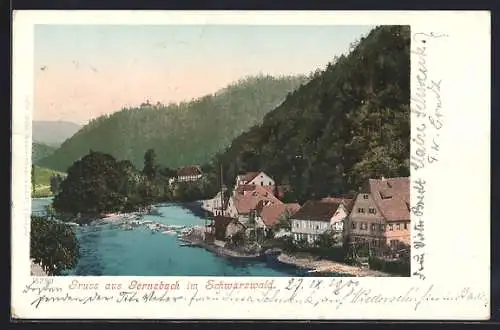 AK Gernsbach /Schwarzwald, Teilansicht aus der Vogelschau