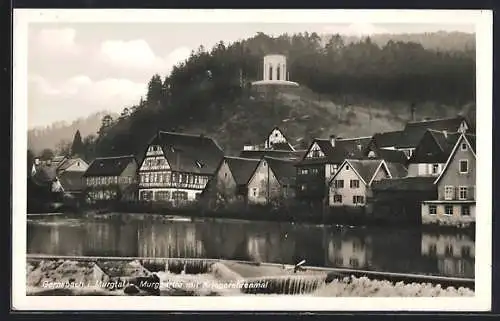AK Gernsbach /Murgtal, Murgpartie mit Kriegerehrenmal