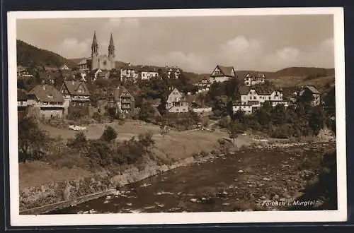 AK Forbach i. Murgtal, Partie am Bach mit Kirche