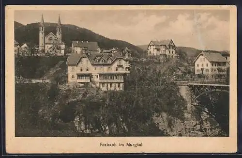 AK Forbach im Murgtal, Teilansicht mit Kirche