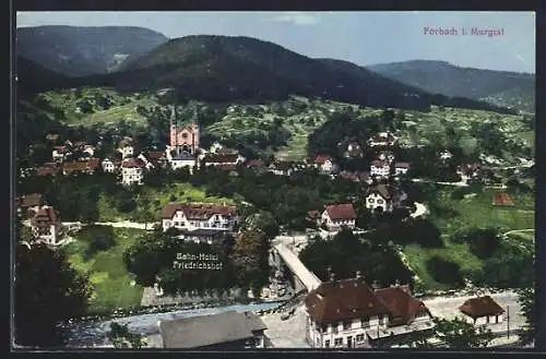 AK Forbach i. Murgtal, Teilansicht mit Bahn-Hotel Friedrichshof