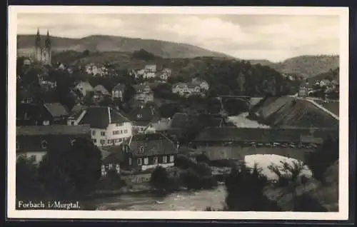 AK Forbach i. Murgtal, Teilansicht mit Brücke