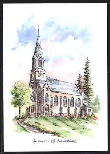 Künstler-AK Herrenwies, Die St. Antoniuskirche