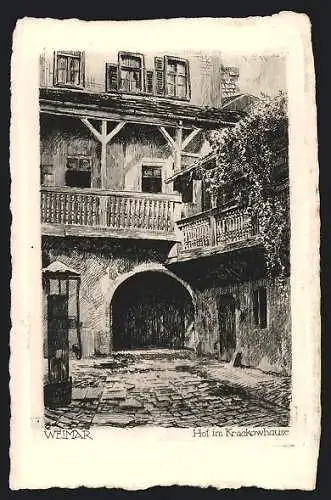 Künstler-AK Weimar / Thüringen, Hof im Krackowhause
