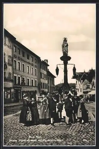 AK Bad Tölz, Untere Marktstrasse mit Marienbrunnen