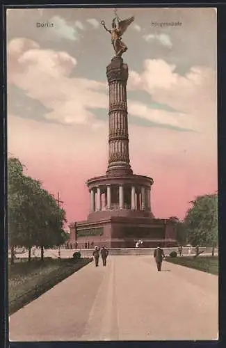 AK Berlin-Tiergarten, Siegessäule im Abendrot