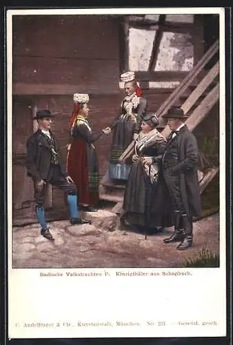 Künstler-AK Schapbach, Kinzigthäler in Badischer Volkstracht