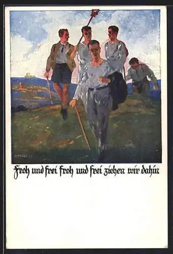 Künstler-AK Otto Amtsberg: Froh und frei froh und frei ziehen wir dahin