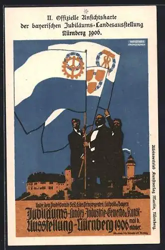 AK Nürnberg, Bayerische Jubiläums-Landes-Ausstellung 1906, Fahnenträger