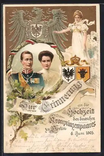 Lithographie Berlin, Hochzeit des Kronprinzen Wilhelm von Preussen, 6.6.1905, Königin Luise von Preussen