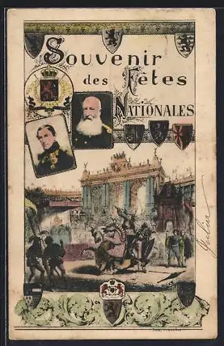 AK Fetes Nationales de Belge, roi Leopold II.