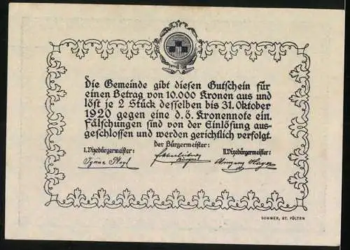 Notgeld Ober-Grafendorf 1920, 50 Heller, Schlossansicht, Gemeindewappen