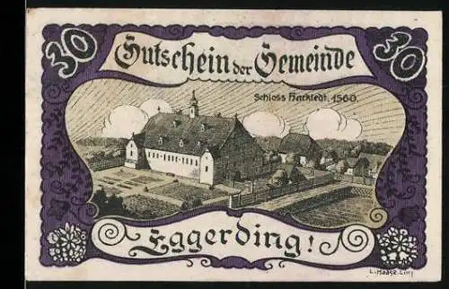 Notgeld Eggerding 1920, 30 Heller, Schloss Hackledt, Blumenrankenmuster