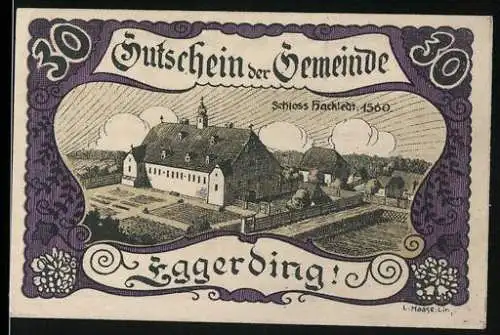 Notgeld Eggerding 1920, 30 Heller, Schloss Hackledt, florale Verzierungen