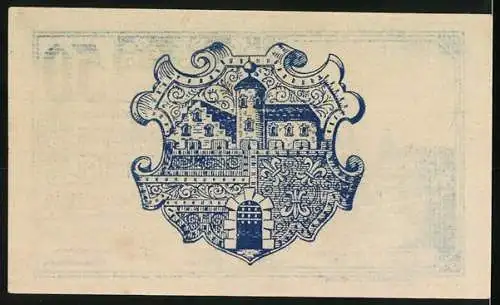 Notgeld Wilhelmsburg 1920, 50 Heller, Hauptplatz und Wappen der Marktgemeinde Wilhelmsburg