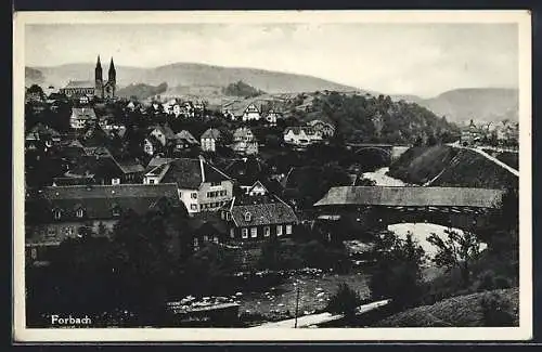 AK Forbach, Ortsansicht mit Blick zur Kirche