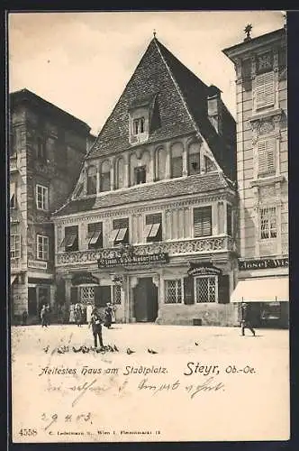 AK Steyr, ältestes Haus am Stadtplatz