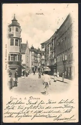 AK Linz a. D., Strassenpartie in der Altstadt