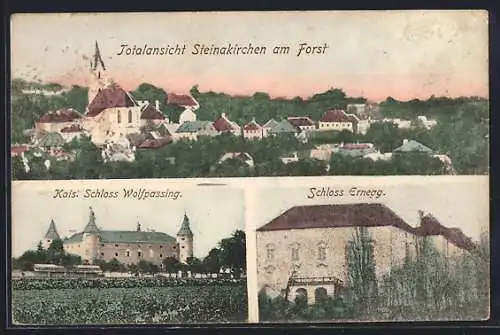 AK Steinakirchen am Forst, Totalansicht, Kaiserliches Schloss Wolfpassing, Schloss Ernegg