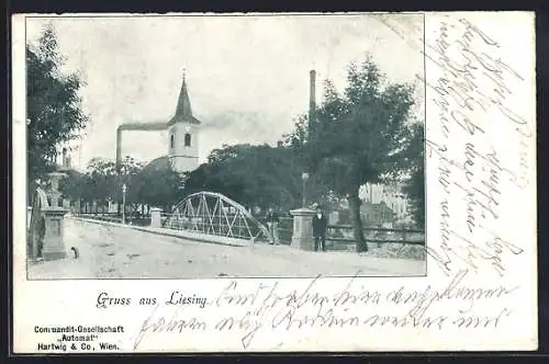 AK Wien, Liesing, Brücke und Kirche