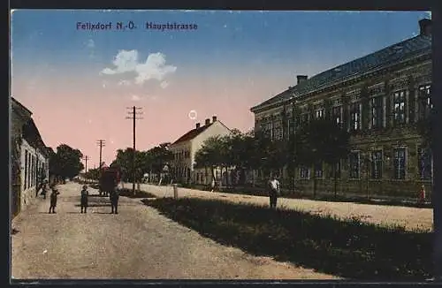 AK Felixdorf /N.-Ö., Hauptstrasse mit Kindern