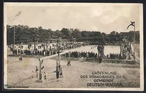 AK Deutsch-Wagran, Eröffnung des Strandbades der Gemeinde 1929, Feier am Schwimmbecken