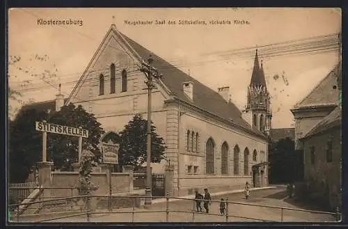 AK Klosterneuburg, Restaurant Stiftskeller, Neugebauter Saal, Blick zur Kirche