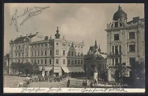 AK St. Pölten, Café Öckher und Hotel Bahnhof am Bahnhofplatz