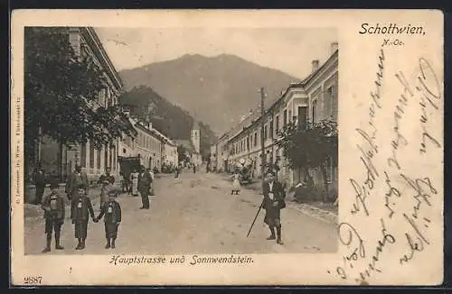 AK Schottwien, Hauptstrasse und Sonnwendstein