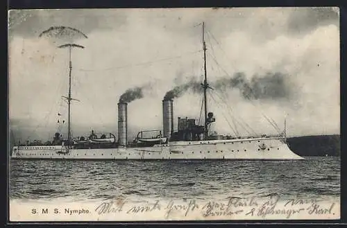 AK S.M.S. Nymphe, Kriegsschiff auf See