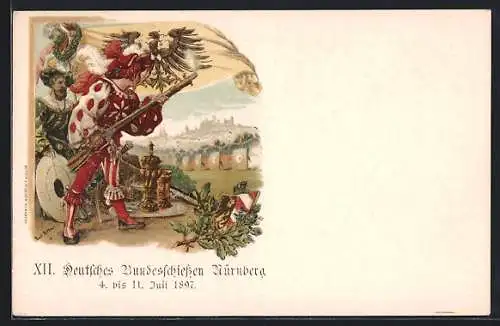 Künstler-AK Paul Ritter: Nürnberg, XII. Deutsches Bundesschiessen 1897