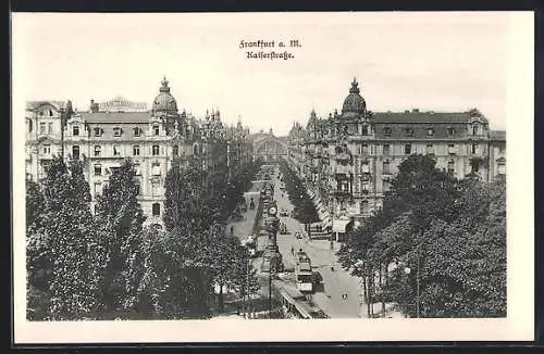 AK Frankfurt a. M., Kaiserstrasse mit Strassenbahnen