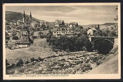 AK Forbach, Ortsansicht mit Hotel Friedrichshof