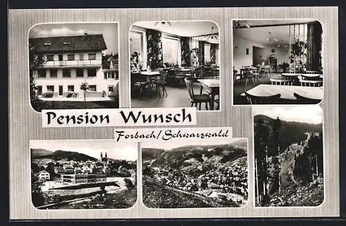 AK Forbach / Schwarzwald, Pension Wunsch, Innenansicht, Ortspartie