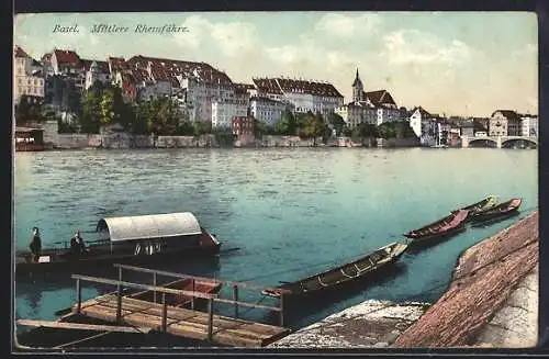 AK Basel, Mittlere Rheinfähre