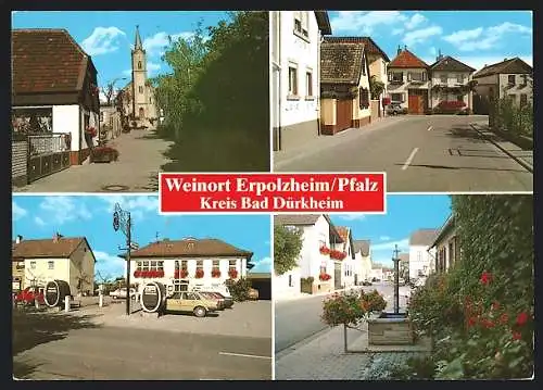 AK Erpolzheim, Kirche, Gasthaus, Strassenpartie