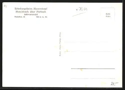 AK Hundsbach über Forbach, Erholungsheim Hauerskopf mit Strassenpartie