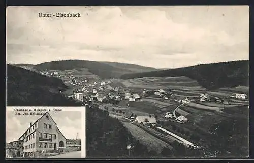 AK Unter-Eisenbach / Schwarzwald, Gasthaus und Metzgerei zur Sonne, Ortsansicht