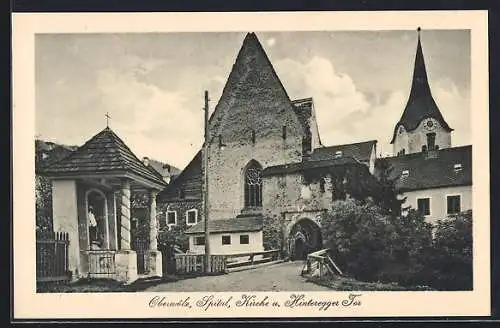 AK Oberwölz, Spital, Kirche und Hinteregger Tor