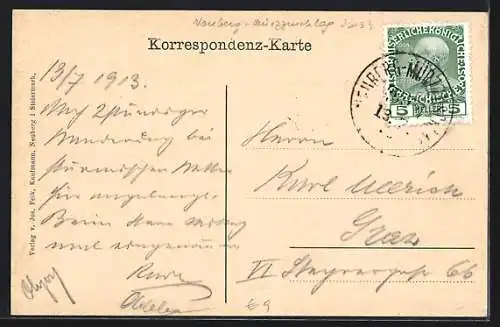 AK Neuberg in Steiermark, Kaiserl. Jagdschloss & Stiftsgebäude, Holzrahmen-Passepartout