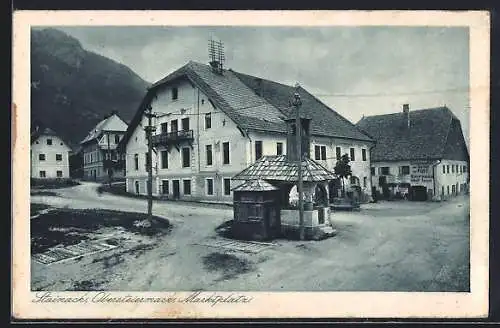 AK Stainach, Marktplatz mit Gasthof zur Post