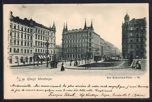 AK Prag / Praha, Königliche Weinberge, Komenský-Platz